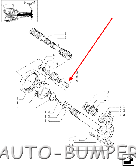 Case IH MXM 130 Ось сателита ГП 5164691